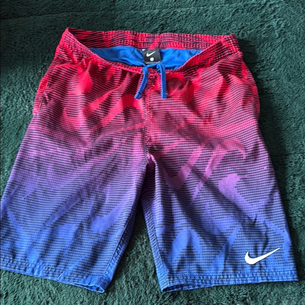 Nike Men's Red and Blue Swim Shorts